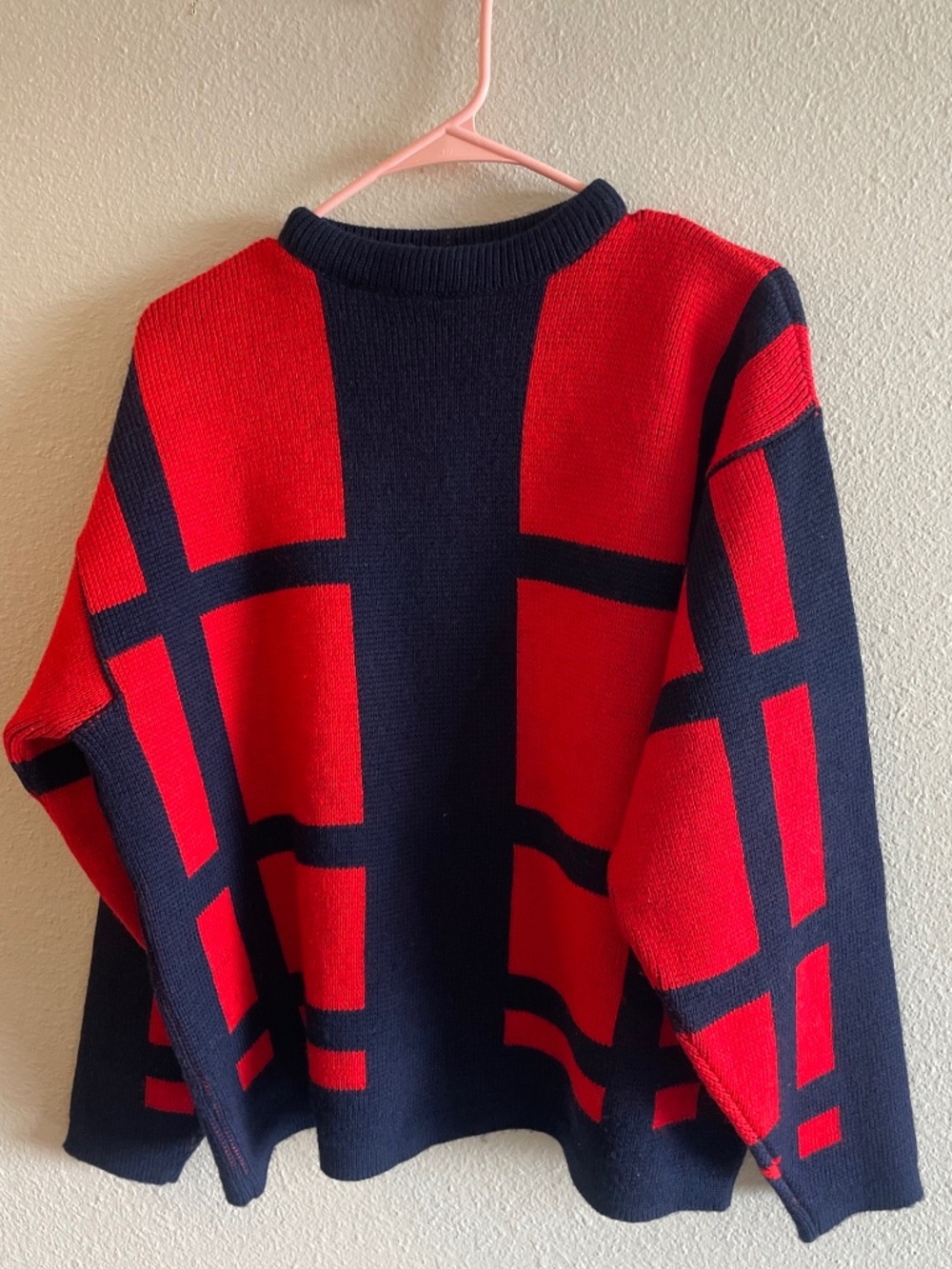 Ski Moto Sweater VTG Ski Sweater Wool Worsted Sz Large XL  Red Blue Men Women